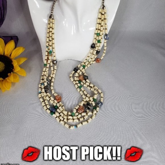 Vintage Womens White Puka Shell Beaded Necklace